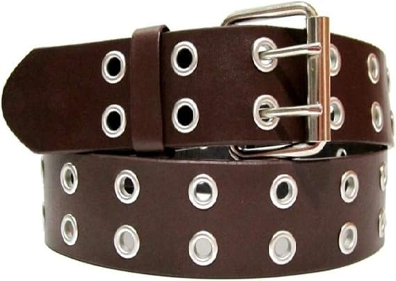 E.M.P EMP Unisex Bonded-leather Grommet 2-holes Belt Brown Medium