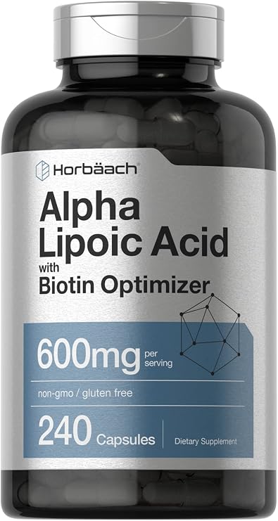 Horbaach Alpha Lipoic Acid 600mg | 240 Capsules | with Biotin Optimizer