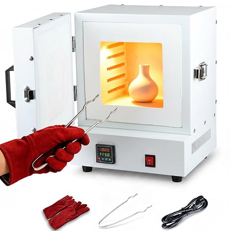 2000W Electric Kiln for Pottery at Home, 2102F/1150C Metal Melting Muffle Furnace, Heat Treat Oven with Controller for Jewelry Making, Glazing, Dewaxing, Clay, Ceramic DIY, Wax Casting & Glass Fusing