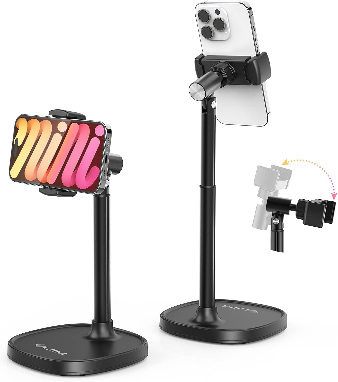 Ulanzi Tabletop Smartphone Holder, Stand, Freely Rotate, HorizontalVertical Position, Mobile Phone Holder, ShootingVideo Distribution, Altitude Adjustment, Angle Adjustment, iPhoneAndroid Stand,