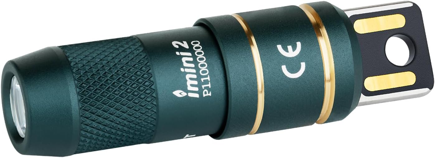 OLIGHT Imini2 Mini Flashlight, Handy Light, Keychain Light, 50 Lumens, USB Rechargeable, Instant On, Small, Lightweight, For Emergencies, Powerful, Disaster Prevention, Night Road Elf Blue