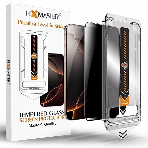 Fixmaster iPhone 12 Pro Max ile Uyumlu Hayalet (Privacy) Temperli Cam, Easy Fix Kolay Kurulum Serisi Yüksek Kaliteli Ekran Koruyucu