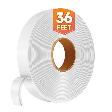Butyl Sealing Tape, 1/8" Thick x 3/4" Wide x 36' L x 1 Roll, Butyl Rubber for Boat Sealing, Double Sided Putty Tape, RV Window Seal, Waterproof Rubber Caulking Tape, EDPM Butyl Tape RV, White