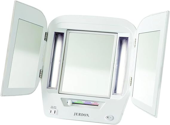 JERDON Lighted Makeup Mirror with 5X Magnification - White - JGL10W