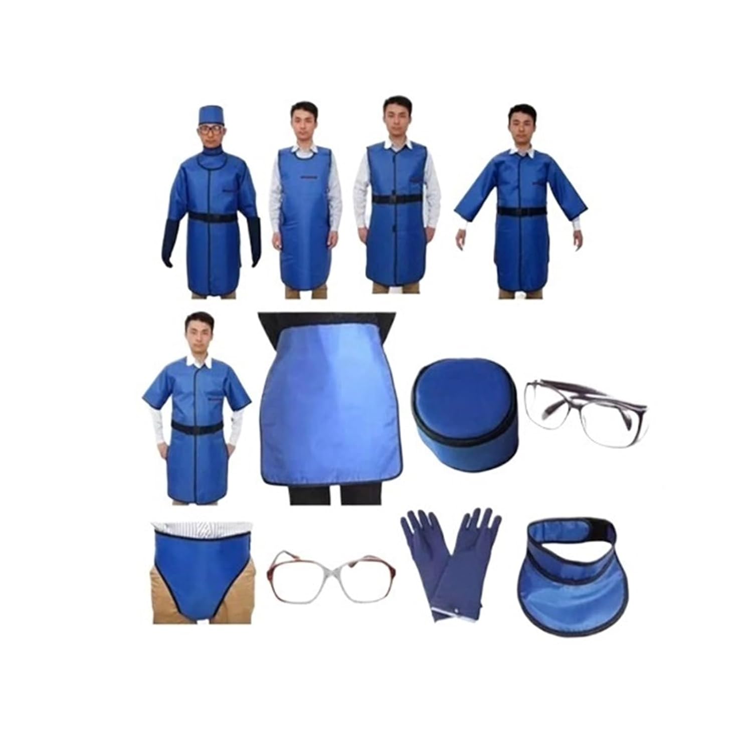 X-ray Radiation Protection Lead Apron 0.5mmPb/0.35mmPb Lead Suit Set with Thyroid Shield Lead Cap &amp; Glasses for Dental CT Radiology Unisex Blue(0.1mmpb-Half-face mask)