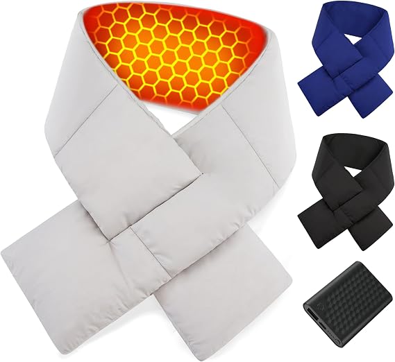 Wulcea Graphene Heated Puffer Scarf for Men Women Rapid Heating Long-Lasting 5V2A 6000mAh Battery