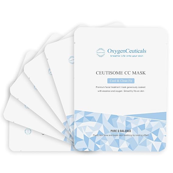 OxygenCeuticals Ceutisome CC Mask Cooling & Hydrating Sheet Mask with Xylitol, Witch Hazel & Fermented Botanical Extracts, Soothes Heated Skin, Controls Sebum, Non-Irritating Formula(6 Sheets/1 Box)
