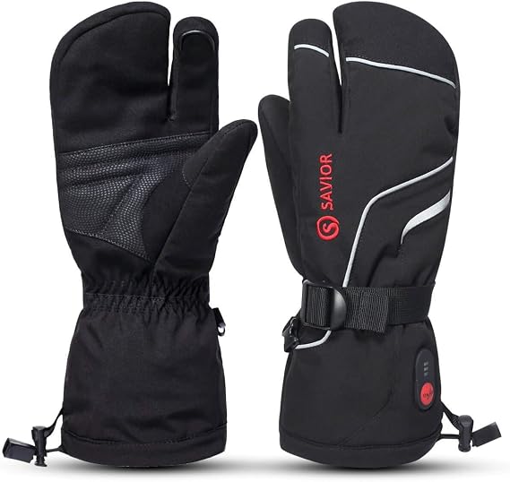 Savior Heated Mittens for Men Women, Heated Gloves Unisex Rechargeable Battery Powered Electric Heated Ski Gloves, Winter Gloves for Arthritis Skiing Hiking Outdoor