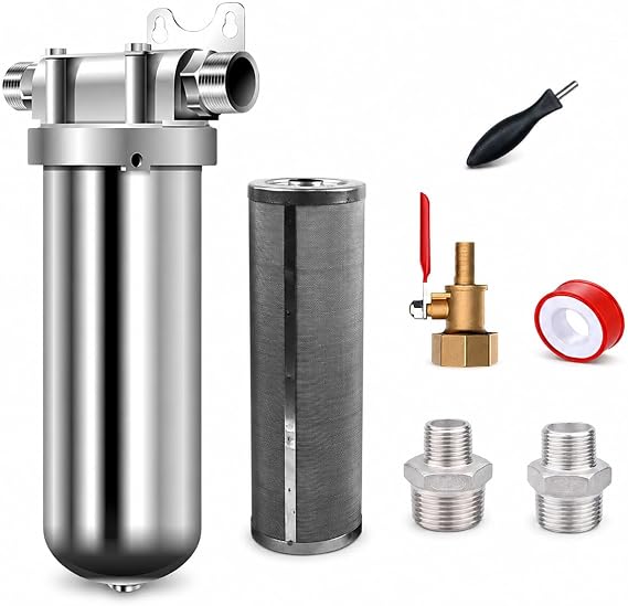 Reverse Osmosis Water Purifier, Pre-Filter, Household Well Water Filter, 304 Stainless Steel High Flow Backwash Water Filter, High Purification Capacity 4000L Pre-Filter, 6 Pieces