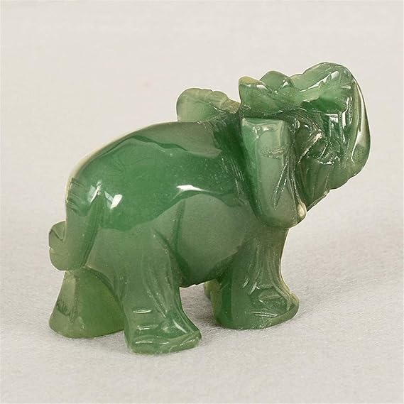 Green Elephant Ornament, Elephant Statue, Jade Stone Handcraft Natural Jade Stone Crystal Wealth Lucky Figurine for Home Decor Products