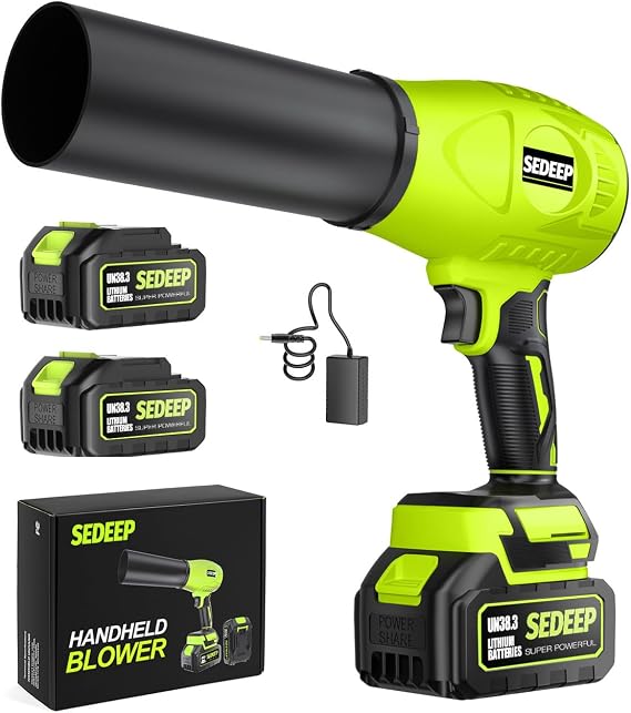 Leaf Blower Cordless with Battery and Charger, 980,000 RPM, Extended Nozzle, Lightweight Handheld,Blower for Patio Cleaning,Leaves,Birthday Gifts for Men Dad Husband for Home7(Moss Green)