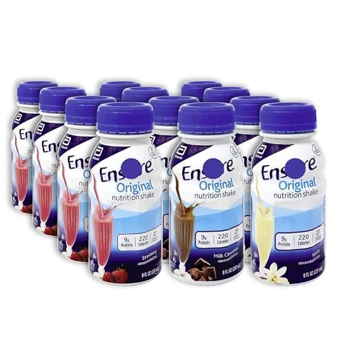 Essential Assortment | Original Nutrition Shake | Meal Replacement Shake | Variety Pack of Vanilla, Chocolate, Strawberry | 8 fl oz Bottle, 12 Pack