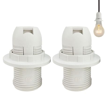 GIONAR 2 Pcs E14 Lamp Holder, Bulb Holder with Lampshade Ring, Light Bulb Holder for Table Lamp, Floor Lamp, and Ceiling Fixtures, Electric Socket for Pendant Lighting, E14 Bulb Socket Replacement