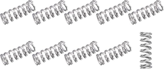 METALLIXITY Compression Springs (0.3x2mm OD,5mm Free Length) 10Pcs, 304 Stainless Steel Extension Spring - for Shop Home Repairs, DIY Projects, Silver Tone
