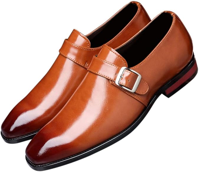 Santimon Mens Dress Shoes Moccasins for Men Slip On Leather Monk Straps Shoes Smoking Slipper Classic Vintage Loafers