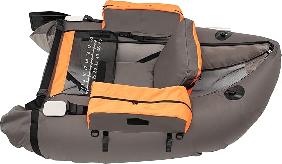 Inflatable Fishing Boat with 90-180 Adjustable Backrest, 286.6lbs Load Capacity, Hand Pump, and Storage Pockets, Ideal for Outdoor Fishing, Rafting, and Exploring