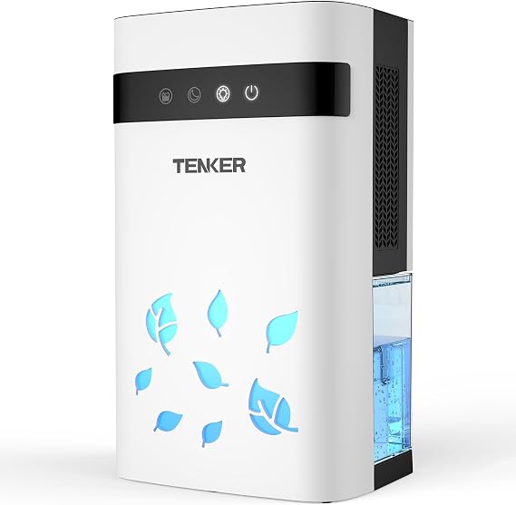 Dehumidifier for Home, 77oz Water Tank (1000 sq.ft) Dehumidifiers, Quiet Dehumidifier with Auto Shut Off, Sleep Mode, 7-Color LED Light for Closet Bedroom Bathroom RV, White