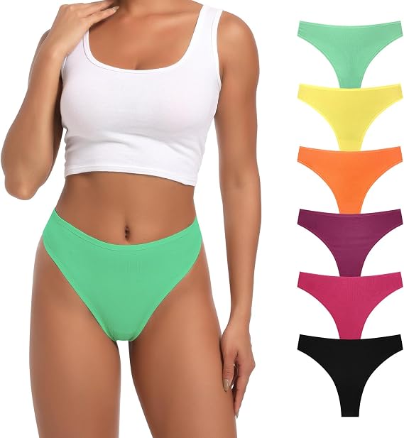 Cotton Thongs for Women Comfortable Sexy Underwear 6 Pack S-4XL