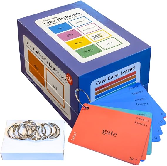 Latin Flashcards for Henle First Year 240 Vocabulary Cards for Challenge A (Lessons 115) Color-Coded Latin Study Cards for Homeschool & Classical Classroom