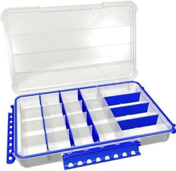 Flambeau Outdoors WP5012 Waterproof Tuff Tainer 14in, Divided Double Deep | Waterproof double deep box, 5 Zerust dividers for up to 12 compartments. O-ring seal, translucent, 14 x 8.89 x 3in