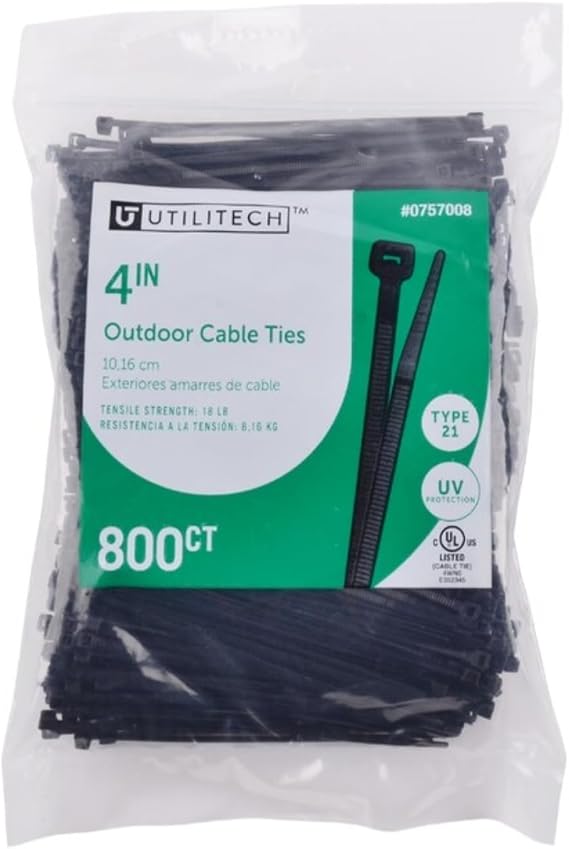 Utilitech 800-Pack 4-in Nylon Cable Ties