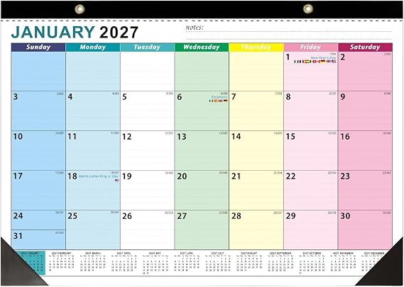 Desk Calendar 2027 18 Months Desktop Calendar 12'' X 17''