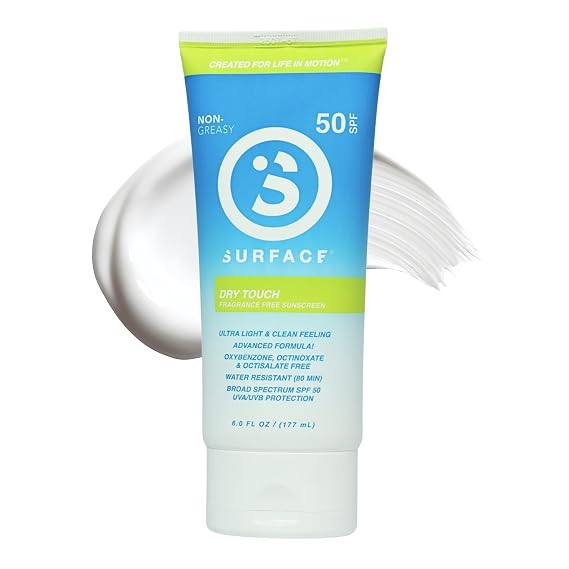 Surface Reef Safe Sunscreen Lotion SPF 50 for Face and Body, Oxybenzone Free, Octisalate Free, Fragrance Free, Dry Touch Non-Greasy, Broad Spectrum UVA UVB, Water Resistant 80 Min, 6oz