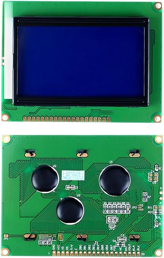 LCD Display Module, 128x64 Resolution STN Screen with LED Backlight I2C and Parallel Interface for Industrial Control and Electronics Projects(A)
