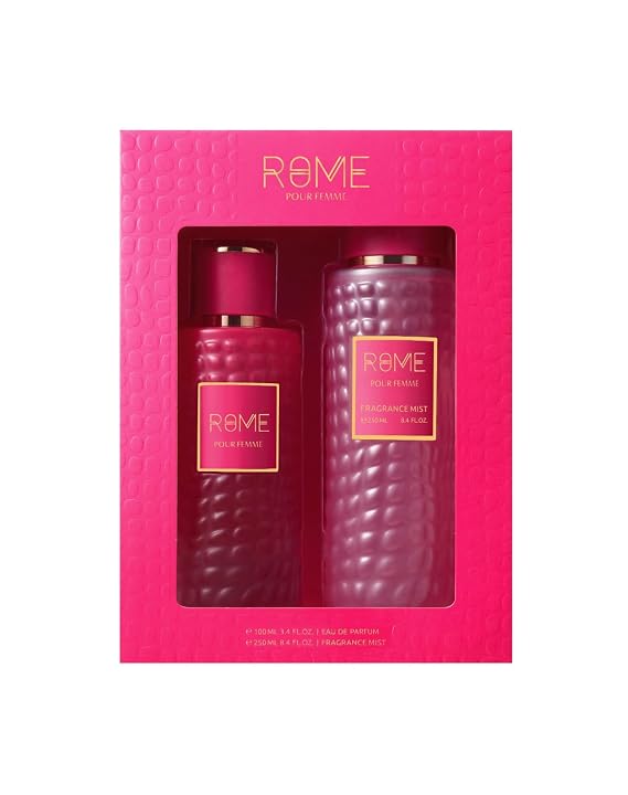 ROME Pour Femme Gift Set, Eau de Parfum 3.4 Fl Oz and Fragrance Mist 8.4 Fl Oz, 2 Piece Set for Women