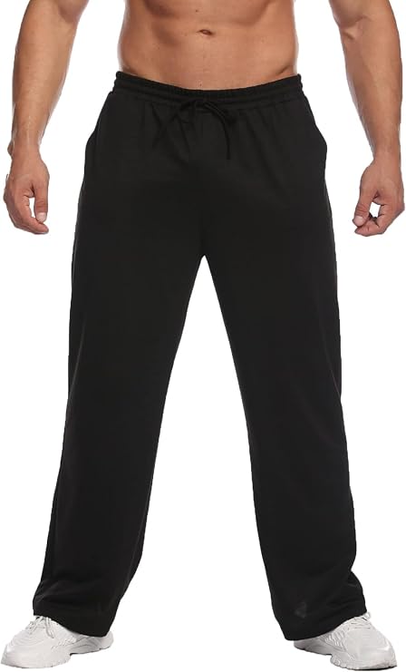 Deyeek Men's Lightweight Sweatpants Open Bottom Sweat Pants for Men Straight Leg Gym Sweatpants Lounge Pants with Pockets