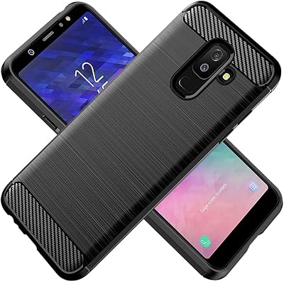 Phone Case for Galaxy A6 Plus 2018 Case, Samsung A6 PlusSamsung j8 2018 Case Carbon Fiber Shockproof Rugged Shield Anti-Scratch Soft TPU Back Cover Cases for Samsung Galaxy A6 2018 Black