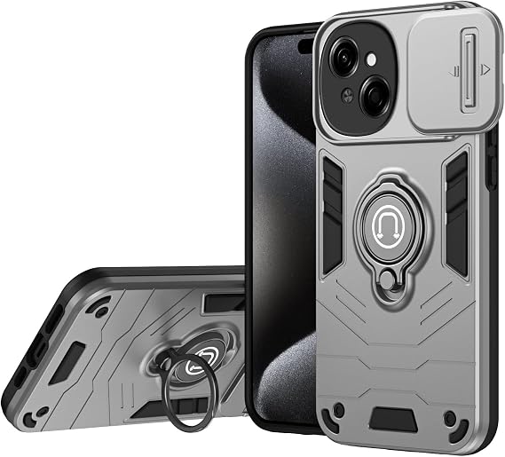 Smartphone Back Case Compatible with Tecno Spark Go 1 Case with Kickstand & Slide Camera Cover, Shockproof Military-Grade Case Rugged Protective Cover Compatible with Tecno Spark Go 1 Phone Cover Bund
