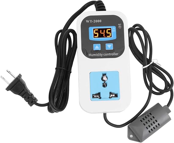 Digital Humidity Controller, Digital Humidistat Controller Humidify Dehumidification Humidity Control Switch Socket Pre Wired Outlet Humidifier 0%~99%RH (US Plug)
