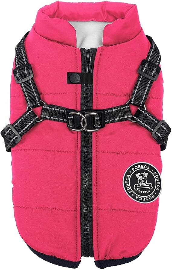 Poseca Waterproof Winter Coat for Small Dogs - Warm Vest Jacket with Harness for Small Medium Large Dogs