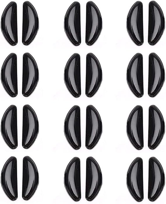 Upgraded Eyeglasses Silicone Nose Pads, 12pairs Adhesive Silicone Anti-Slip Eyewear Nose Pads Cushions for Eyeglasses Eyeglass Sunglasses 2.8mm Black