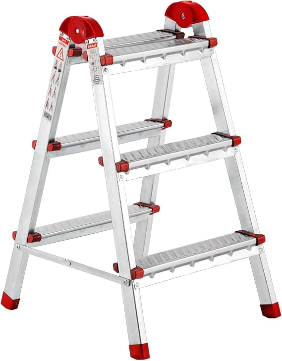 Ayyıldız Çift Çıkışlı Katlanabilir Ev Tipi Merdiven 3+3 Basamak Galvanizli