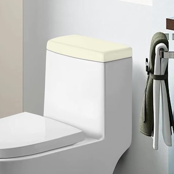 Beige Toilet Tank Cover Only Simple Toilet Tank Lid Cover Toilet Top Cover for Bathroom Decor Protective Accessories Stretch Polyester Fit Different Sizes of Toilet Tank 1 Pcs