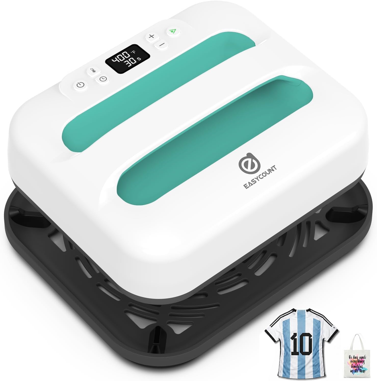 Heat Press Machine 12" x 10" Portable Simple Heat Press (White-Green)