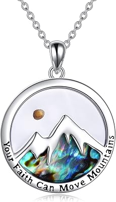 AOBOCO Mustard Seed Faith Necklace, Sterling Silver Your Faith Can Move Mountain Jewelry Gift, Christian Necklace for Women