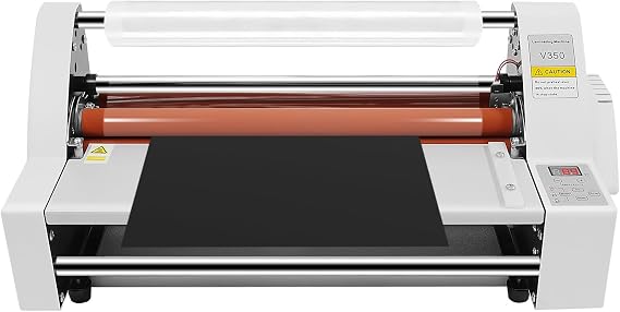 350mm/13.78inch Laminator Machine, V350 Hot Cold Roll Laminator, Single & Dual Sided Electronic Thermal Laminating Machine for Paper Card Wood Veneer PVC Foil, Digital Display, Safety Protection