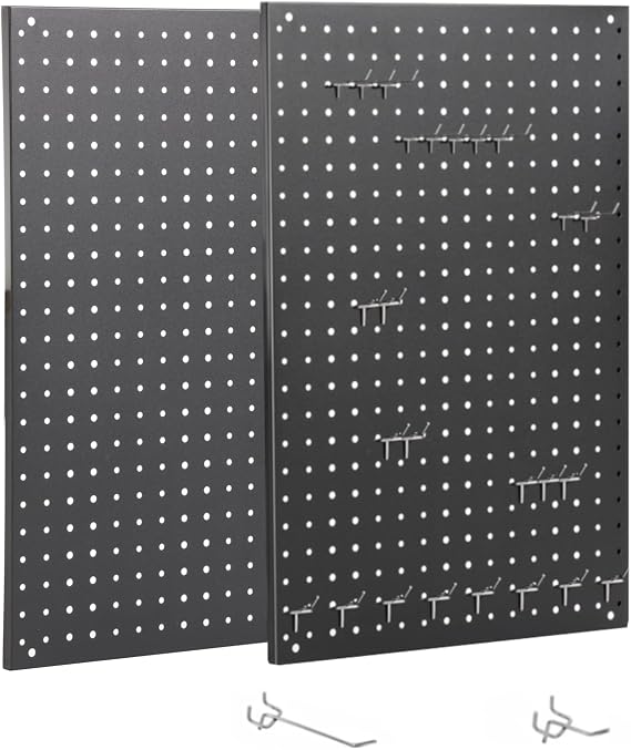 Pegboard, 2 Packs 24x16 inch with 30 Pcs Hook, Tool Board for Wall Organizer, Garage Tool Storage