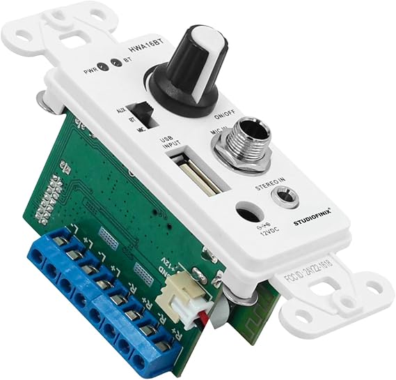 STUDIOFINIX in Wall Audio Control Amplifier Receiver Wall Plate for Sound Systems Home Theater Integration (4 Channel)