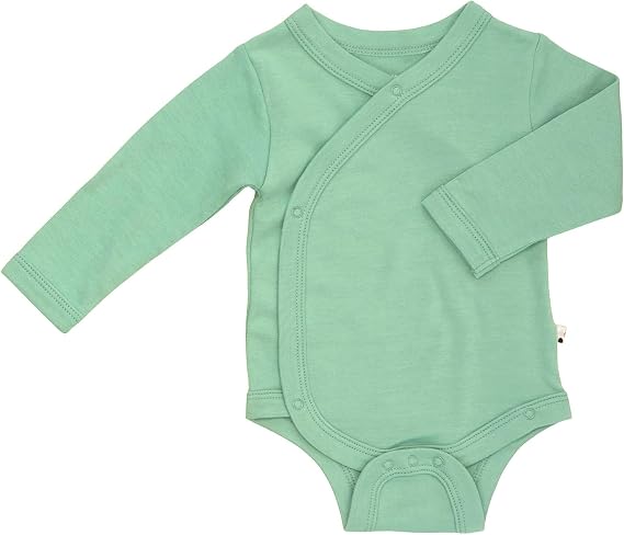 Babysoy Organic Newborn Baby Long Sleeve Kimono Solid Side Snap Bodysuit
