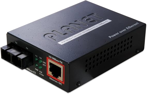 PLANET PoE Medienkonverter Multimode 10/100Base-TX to 100Base-FX Incl. PSU SC Connector PoE Injector