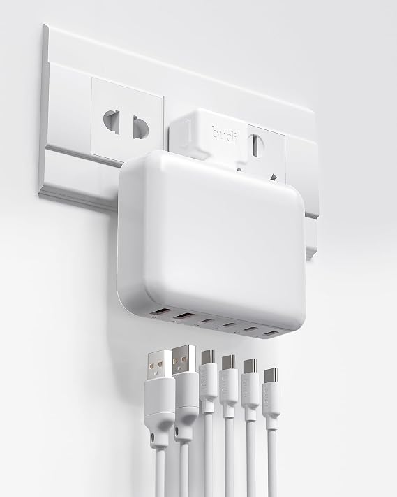Flat Wall Charger, 60W Charging Station Slim USB Wall Charger, Fast Charging Block Type-C for iPhone 17/16/15/14/13/12/11/Pro Max/XS/XR