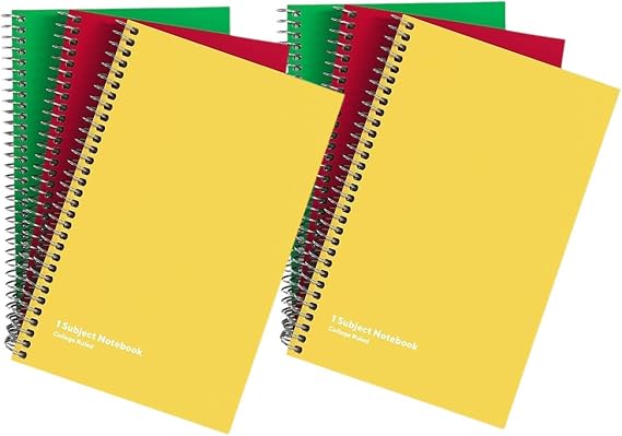 1InTheOffice 1-Subject Wirebound Notebook, College Ruled, 80 Sheets, Spiral Notebook 5x7, 7 3/4" x 5", 6/Pk (6)