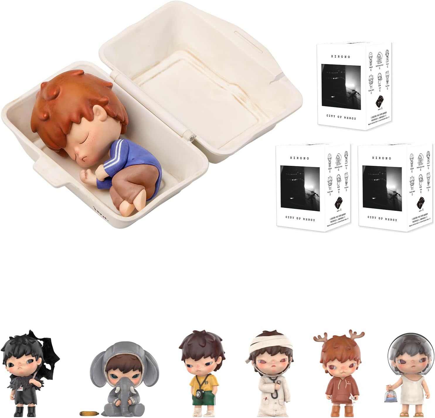 POP MART Figure Toy Collection Hirono - City of Mercy Series Creative Cute Art Action Figure Toy Box Gift for Christmas Birthday Party Holiday