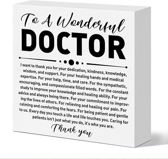 Thank You Gifts for Women & Men - Appreciation Gifts for Doctors & Physicians - Wooden Sign for Office Desk Decor - Celebrate Birthdays & Christmas