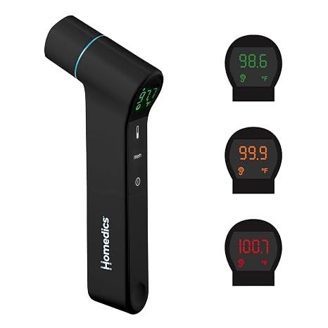 Homedics Dual-Use Ear and Forehead Thermometer, in-Ear No-Touch Infrared | Instant Results in 1 Second, Color-Coded Readings, Reliable and Accurate, Body and Object Temperature