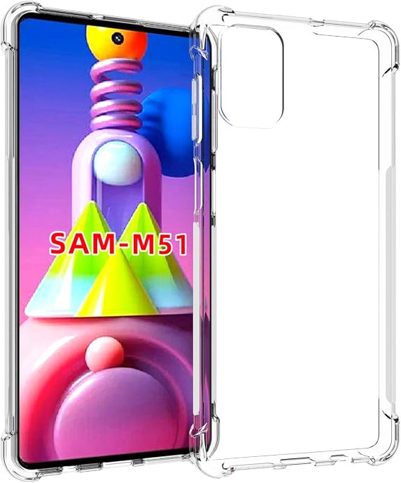 USTIYA Case for Samsung Galaxy M51 TPU Four Corners Protective Cover Transparent Soft funda